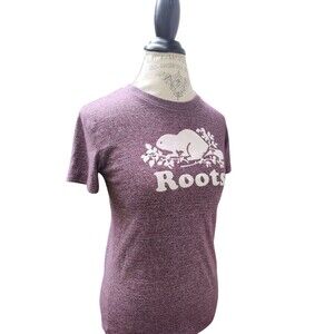 Roots Athletics Cooper Beaver Top  Sleeve T-Shirt XS Heathered Purple